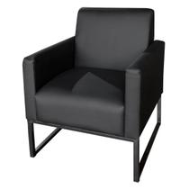 Poltrona Decorativa Recepção Salão Clínica Base de Ferro material sintético Preto Poltrona Decorativa Recepção Salão Clínica Base de Ferro material sintético Preto