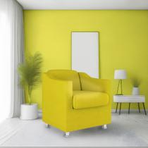 Poltrona Decorativa Reforçada Recepção Clinica Salão Suede Amarelo