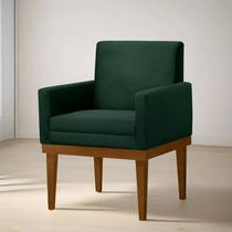 Poltrona Decorativa Retro Isadora - Base De Madeira - Verde
