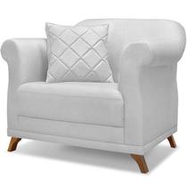 Poltrona Decorativa Retro Polo Com Almofada Linho Grigio Ezz Poltrona Decorativa Retro Polo Com Almofada Linho Grigio Ezz