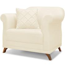 Poltrona Decorativa Retro Polo Com Almofada Linho Perola Ezz Poltrona Decorativa Retro Polo Com Almofada Linho Perola Ezz