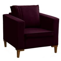 Poltrona Decorativa Riviera Veludo Roxo VS Decor