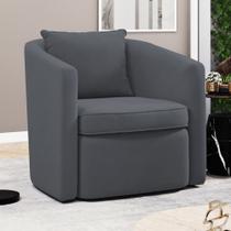 Poltrona Decorativa Sala de Estar Aimê Suede Cinza - Desk Design
