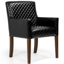 Poltrona Decorativa Sala de Estar Base de Madeira Liverpool PU Sintético Preto Tressê G15 - Gran Belo Poltrona Decorativa Sala de Estar Base de Madeira Liverpool PU Sintético Preto Tressê G15 - Gran Belo