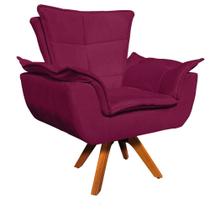 Poltrona Decorativa Sala de Estar Base Giratória Madeira Opla Suede Vinho - Ibiza Poltrona Decorativa Sala de Estar Base Giratória Madeira Opla Suede Vinho - Ibiza