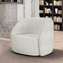 Poltrona Decorativa Sala de Estar Clarke Bouclê OffWhite G45 - Gran Belo Poltrona Decorativa Sala de Estar Clarke Bouclê OffWhite G45 - Gran Belo