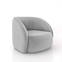 Poltrona Decorativa Sala de Estar Clarke Veludo Cinza G45 - Gran Belo