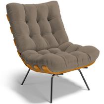 Poltrona Decorativa Sala de Estar Costela L02 Bouclê Bege - Lyam Decor