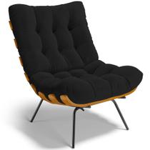 Poltrona Decorativa Sala de Estar Costela L02 Bouclê Preto - Lyam Decor