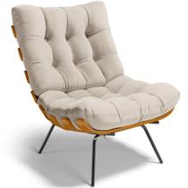 Poltrona Decorativa Sala de Estar Costela L02 Linho Cru - Lyam Decor