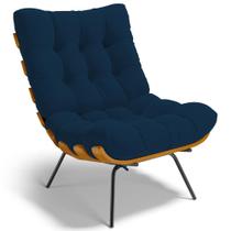 Poltrona Decorativa Sala de Estar Costela L02 Suede Azul Marinho - Lyam Decor Poltrona Decorativa Sala de Estar Costela L02 Suede Azul Marinho - Lyam Decor