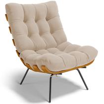 Poltrona Decorativa Sala de Estar Costela L02 Suede Bege - Lyam Decor Poltrona Decorativa Sala de Estar Costela L02 Suede Bege - Lyam Decor