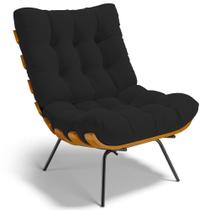 Poltrona Decorativa Sala de Estar Costela L02 Suede Preto - Lyam Decor Poltrona Decorativa Sala de Estar Costela L02 Suede Preto - Lyam Decor