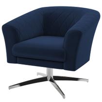 Poltrona Decorativa Sala de Estar Gizé Suede Azul G52 - Gran Belo