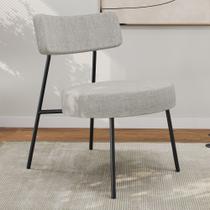 Poltrona Decorativa Sala de Estar Kobe Estofada com Encosto Linho Cinza - Desk Design
