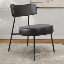 Poltrona Decorativa Sala de Estar Kobe Estofada com Encosto material sintético Preto - Desk Design Poltrona Decorativa Sala de Estar Kobe Estofada com Encosto material sintético Preto - Desk Design