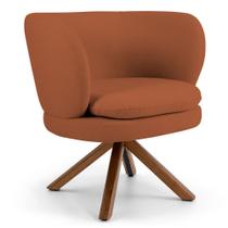 Poltrona Decorativa Sala de Estar Melissa Base Giromad Giratória B-262 Veludo Telha - Domi