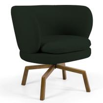 Poltrona Decorativa Sala de Estar Melissa Base Ka Giratória Castanho B-303 Veludo Verde Musgo - Domi