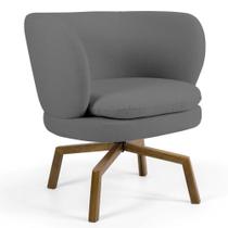 Poltrona Decorativa Sala de Estar Melissa Base Ka Giratória Castanho B-317 Veludo Cinza - Domi