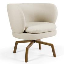 Poltrona Decorativa Sala de Estar Melissa Base Ka Giratória Castanho C-107 Linho Bege - Domi Poltrona Decorativa Sala de Estar Melissa Base Ka Giratória Castanho C-107 Linho Bege - Domi