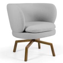 Poltrona Decorativa Sala de Estar Melissa Base Ka Giratória Castanho C-315 Linho Cinza Claro - Domi Poltrona Decorativa Sala de Estar Melissa Base Ka Giratória Castanho C-315 Linho Cinza Claro - Domi