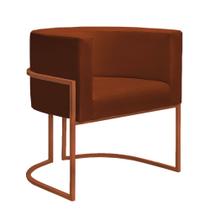 Poltrona Decorativa Sala de Estar Nayara Base Metal Bronze