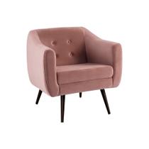 Poltrona Decorativa Sala de Estar Pés Palito Cuddle Veludo Rosa G17 - Gran Belo Poltrona Decorativa Sala de Estar Pés Palito Cuddle Veludo Rosa G17 - Gran Belo