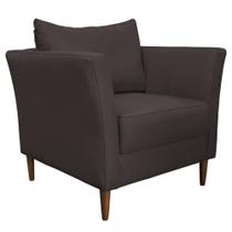 Poltrona Decorativa Sala de Estar Pés Palito Lubbock Couro Marrom G58 - Gran Belo Poltrona Decorativa Sala de Estar Pés Palito Lubbock Couro Marrom G58 - Gran Belo