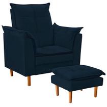 Poltrona Decorativa Sala De Estar Quarto Leitura Azera Suede Azul Marinho Poltrona Decorativa Sala De Estar Quarto Leitura Azera Suede Azul Marinho