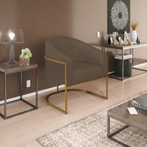 Poltrona Decorativa Sala de Estar Recepção Luiza Base de Ferro Dourado Suede - Amarena Móveis
