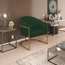 Poltrona Decorativa Sala de Estar Recepção Luiza Base de Ferro Dourado Suede - Amarena Móveis