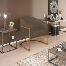 Poltrona Decorativa Sala de Estar Recepção Luiza Base de Ferro Dourado Suede - Doce Sonho Móveis