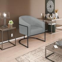 Poltrona Decorativa Sala de Estar Recepção Luiza Base de Ferro Preto Suede Cinza - Amarena Móveis