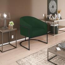 Poltrona Decorativa Sala de Estar Recepção Luiza Base de Ferro Preto Suede Verde - Amarena Móveis