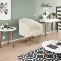 Poltrona Decorativa Sala de Estar Recepção Luiza Base Giratória de Madeira Suede - Doce Sonho Móveis