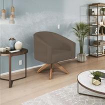 Poltrona Decorativa Sala de Estar Recepção Luiza Base Giratória de Madeira Suede Marrom - Amarena Móveis Poltrona Decorativa Sala de Estar Recepção Luiza Base Giratória de Madeira Suede Marrom - Amarena Móveis