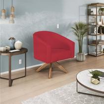 Poltrona Decorativa Sala de Estar Recepção Luiza Base Giratória de Madeira Suede Vermelho - Amarena Móveis Poltrona Decorativa Sala de Estar Recepção Luiza Base Giratória de Madeira Suede Vermelho - Amarena Móveis