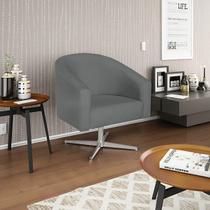 Poltrona Decorativa Sala de Estar Recepção Luiza Base Giratória de Metal Suede - Doce Sonho Móveis