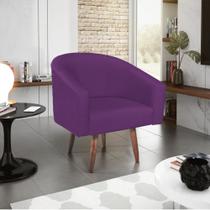 Poltrona Decorativa Sala de Estar Recepção Luiza Pés Palito Suede Roxo - Amarena Móveis