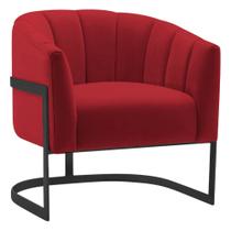 Poltrona Decorativa Sala de Estar Recepção Mavie Base de Ferro Preto Suede Vermelho - Amarena Móveis