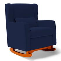 Poltrona Decorativa Sala de Estar Zoe com Base Balanço Sintético Azul Marinho - Desk Design