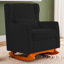 Poltrona Decorativa Sala de Estar Zoe com Base Balanço Suede Preto - Abmaza