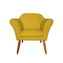 Poltrona Decorativa Sala e Recepção Marcela Suede Amarelo - LM DECOR