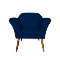 Poltrona Decorativa Sala e Recepção Marcela Suede Azul Marinho - LM DECOR