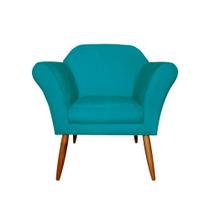 Poltrona Decorativa Sala e Recepção Marcela Suede Azul Turquesa - LM DECOR