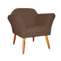 Poltrona Decorativa Sala e Recepção Marcela Suede Marrom - LM DECOR