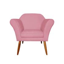 Poltrona Decorativa Sala e Recepção Marcela Suede Rosa Barbie - LM DECOR