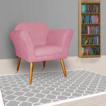 Poltrona Decorativa Sala e Recepção Marcela Suede Rosa - LM DECOR