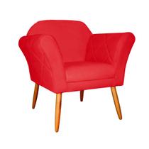 Poltrona Decorativa Sala e Recepção Marcela Suede Vermelho - LM DECOR