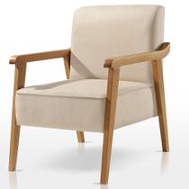 Poltrona Decorativa Sala Estar Amora Linho Bege Claro MK